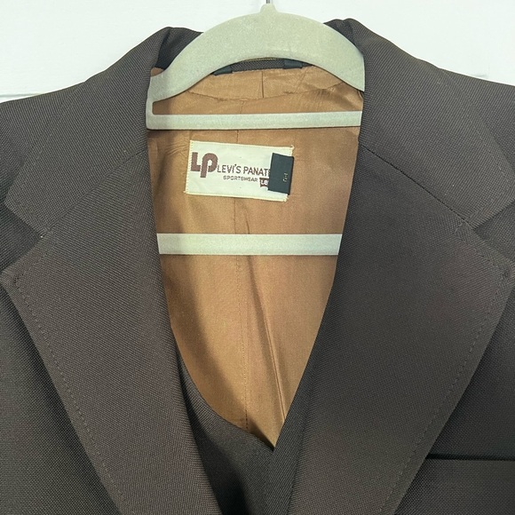 Vintage 70s Levi’s Panatela Brown Blazer & Vest Set Size L Men’s Suit Jacket - Picture 2 of 15